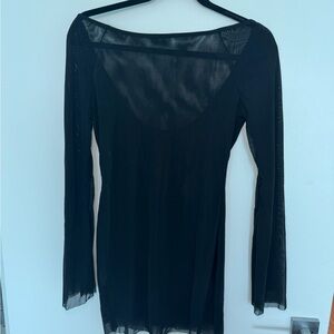 Sheer black long leave dress